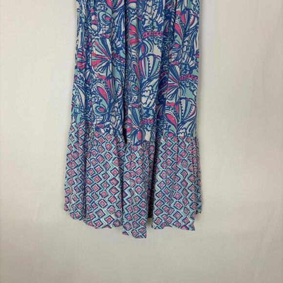 Lily Pulitzer Girls Target Collab Colorful Shell Tiered Maxi Dress Size: Small - Picture 3 of 7